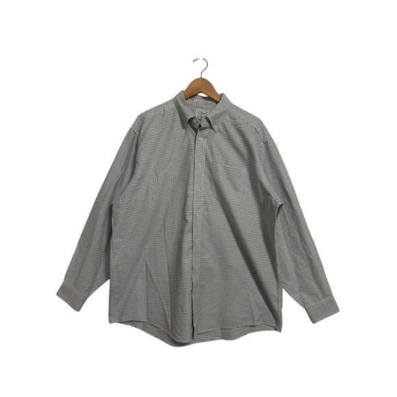 L.L.Bean Other - LL Bean Button Down Shirt Mens 17-35 Green Blue Check Wrinkle Resistant Cotton